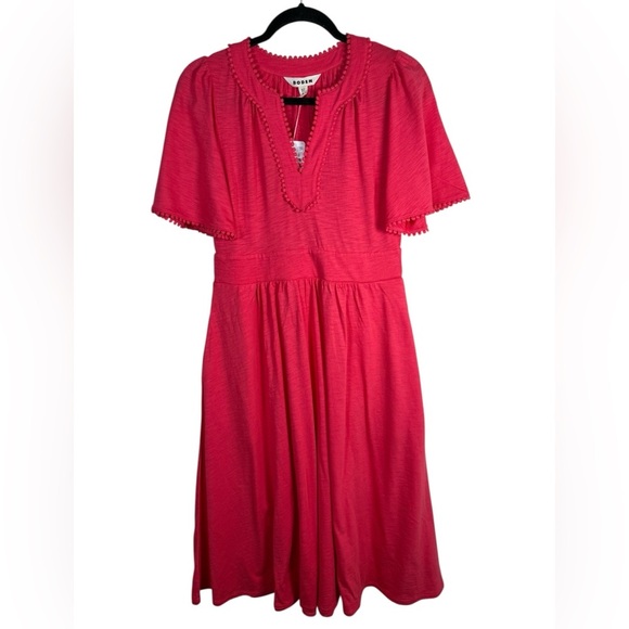 Boden Dresses & Skirts - Boden Maddie Trim Jersey Dress Size 8P Flutter Sleeves Pockets Pink Salmon NWT